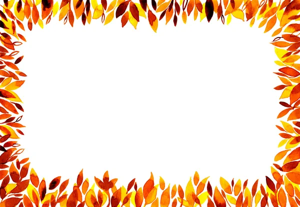 Акварельний фон з рамкою осіннього листя — стокове фото