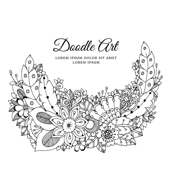 Vector illustration of floral frame . Dudlart. Coloring book anti stress for adults. Black white. — Stock Vector