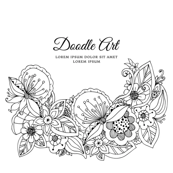 Ilustración vectorial de marco floral. Dudlart. Libro para colorear anti estrés para adultos. Blanco negro . — Vector de stock