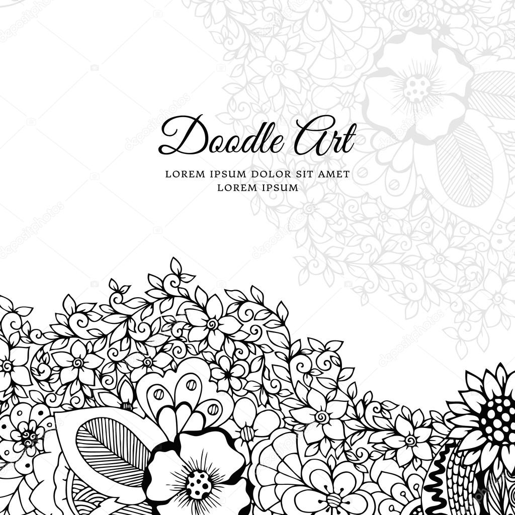 Illustration vectorielle du cadre floral Zen Tangle Dudlart Livre   colorier anti stress pour les adultes Noir et blanc — Vecteur par Tanvetka