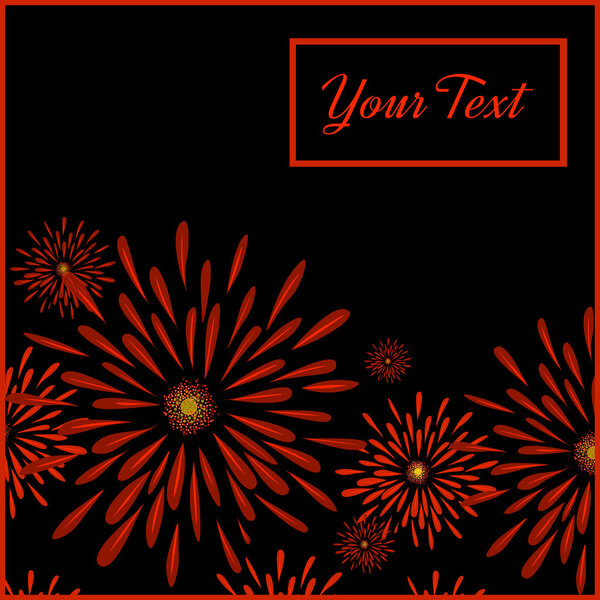 Черная карта с цветами
