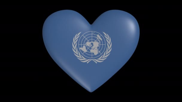 Serce ONZ pulsujące na przezroczystym tle, materiał 4K z pętlą kanału alfa — Wideo stockowe