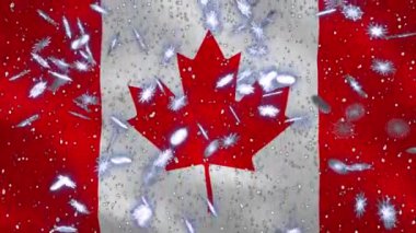 Noel ve Yeni Yıl için Kanada bayrağı ve kar yağışı döngüsü arka planı, döngü