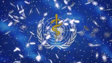WHO 'nun Noel ve Yeni Yıl için bayrak sallaması ve kar döngüsü arka planı, döngü