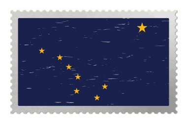 Alaska ABD bayrağı eski posta pulunda, vektör