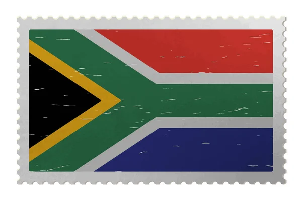 Südafrikanische Flagge Auf Schäbiger Briefmarke Vektor — Stockvektor