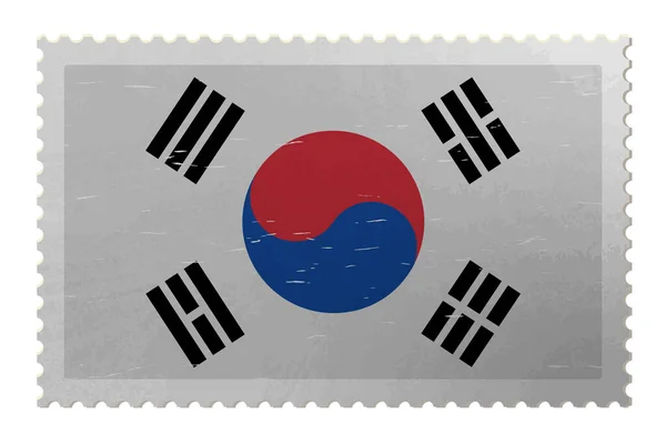 Zuid Korea Vlag Shabby Postzegel Vector — Stockvector