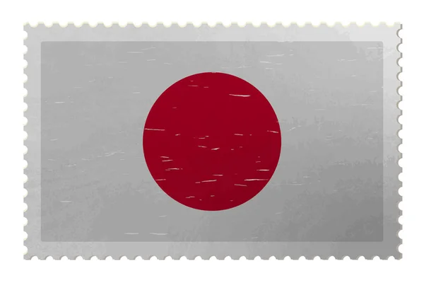 Bandera Japón Sello Postal Mala Calidad Vector — Vector de stock