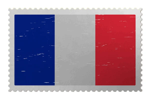 Drapeau France Sur Timbre Poste Minable Vecteur — Image vectorielle