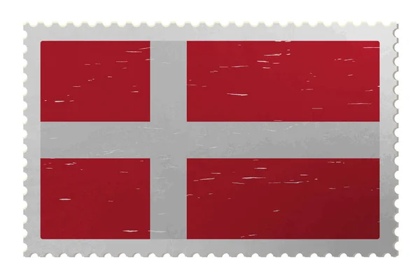 Drapeau Danemark Sur Timbre Poste Minable Vecteur — Image vectorielle