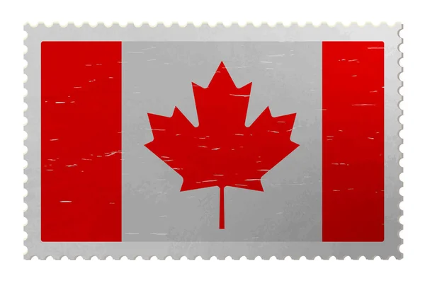 Kanada Flagge Auf Schäbiger Briefmarke Vektor — Stockvektor