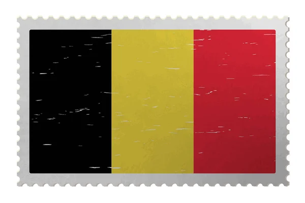 Bandera Bélgica Sello Postal Mala Calidad Vector — Vector de stock