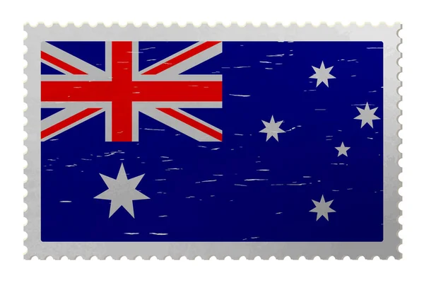 Флаг Австралии Потрепанной Почтовой Марке Вектор — стоковый вектор