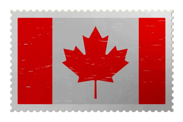 加拿大国旗贴在破旧邮票上 — 图库矢量图片#