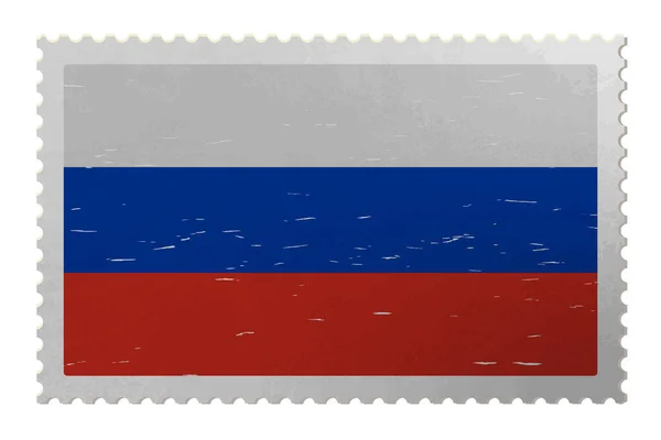 Флаг России Потрепанной Почтовой Марке Вектор — стоковый вектор