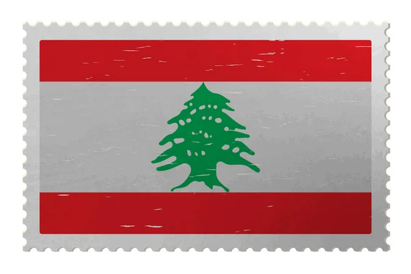 Lebanon Flag Shabby Postage Stamp Vector — Stock Vector