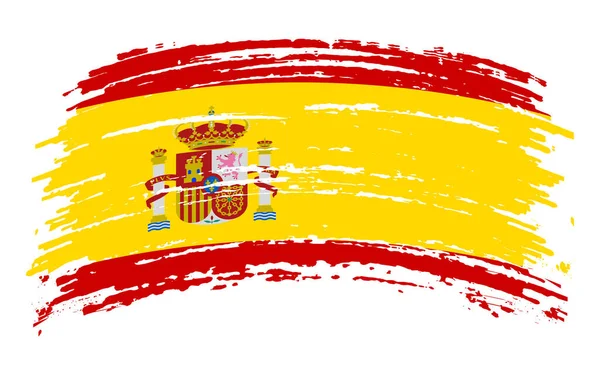 Spanyolország Zászló Grunge Ecset Stroke Vektor Kép — Stock Vector