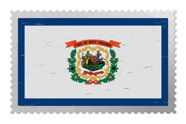 Virginia Occidentale Bandiera Usa Vecchio Francobollo Vettore — Vettoriale Stock