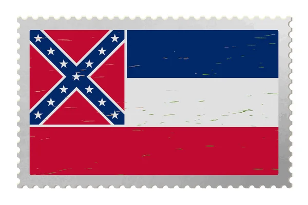 Bandera Mississippi Usa Sello Postal Antiguo Vector — Archivo Imágenes Vectoriales