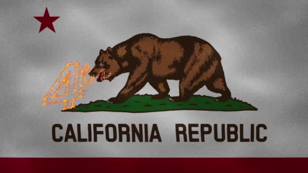 California sfondo bandiera per il 4 luglio fuoco lettering, ciclo — Video Stock