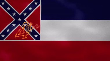 Mississippi bayrak arka planı 4 Temmuz yangın harfleri, döngü