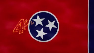 Tennessee bayrak arka planı 4 Temmuz yangın harfleri, döngü