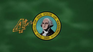 4 Temmuz yangın harfleri için Washington bayrak arka planı, döngü