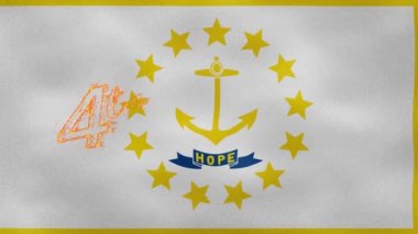 Rhode Island bayrak arka planı 4 Temmuz yangın harfleri, döngü