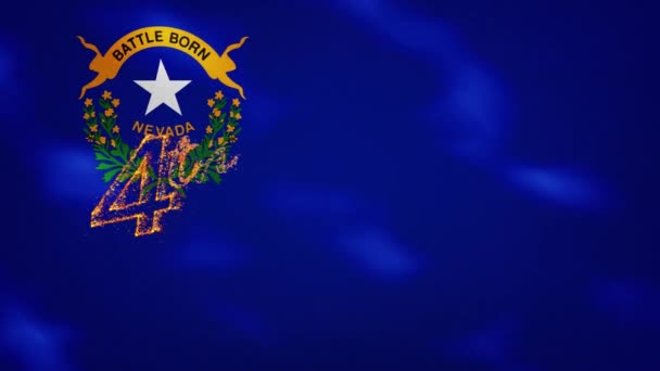 Fondo de la bandera de Nevada para el 4 de julio letras fuego, bucle — Vídeos de Stock