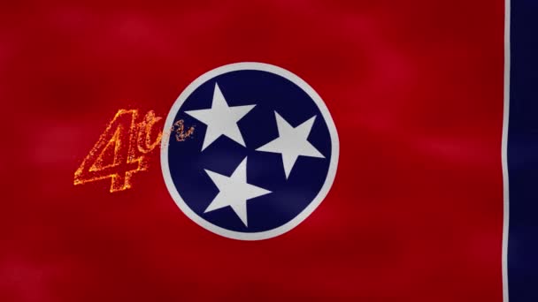 Tennessee flag background for 4th of july fire lettering, loop — Stock Video