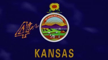 4 Temmuz yangın harfleri için Kansas bayrak arka planı, döngü