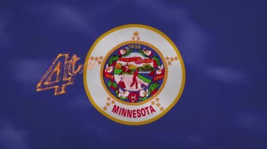 4 Temmuz yangın harfleri için Minnesota bayrak arka planı, döngü