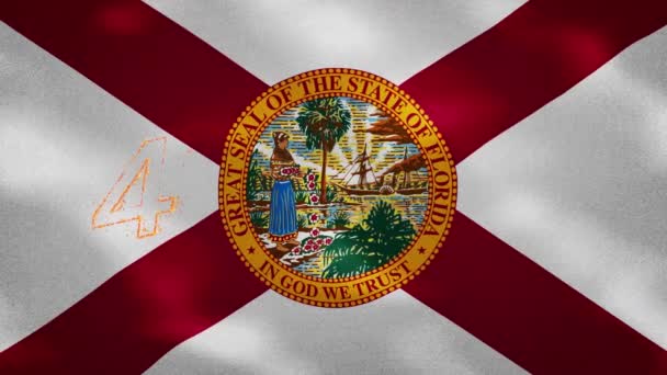 Floride fond du drapeau pour le 4ème de juillet lettrage feu, boucle — Video