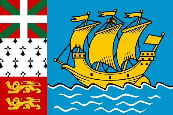 Saint Pierre Och Miquelon Flagga Reella Proportioner Och Färger Vektor — Stock vektor