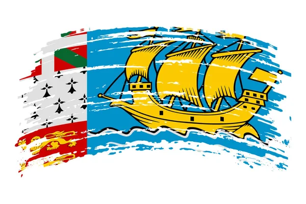Saint Pierre Miquelon Vlag Reële Verhoudingen Kleuren Vectorafbeelding — Stockvector