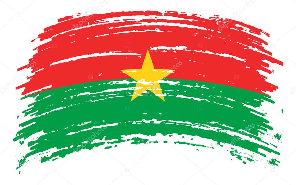 Burkina Faso flag in grunge brush stroke, vector image
