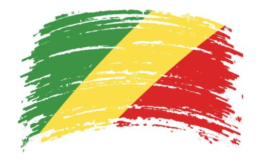 Republic of Congo flag in grunge brush stroke, vector image