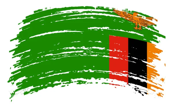 Zambia Flag Grunge Brush Stroke Vector Image — 스톡 벡터