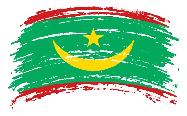 モーリタニア国旗 ブラシストローク ベクトル画像 — ストックベクタ
