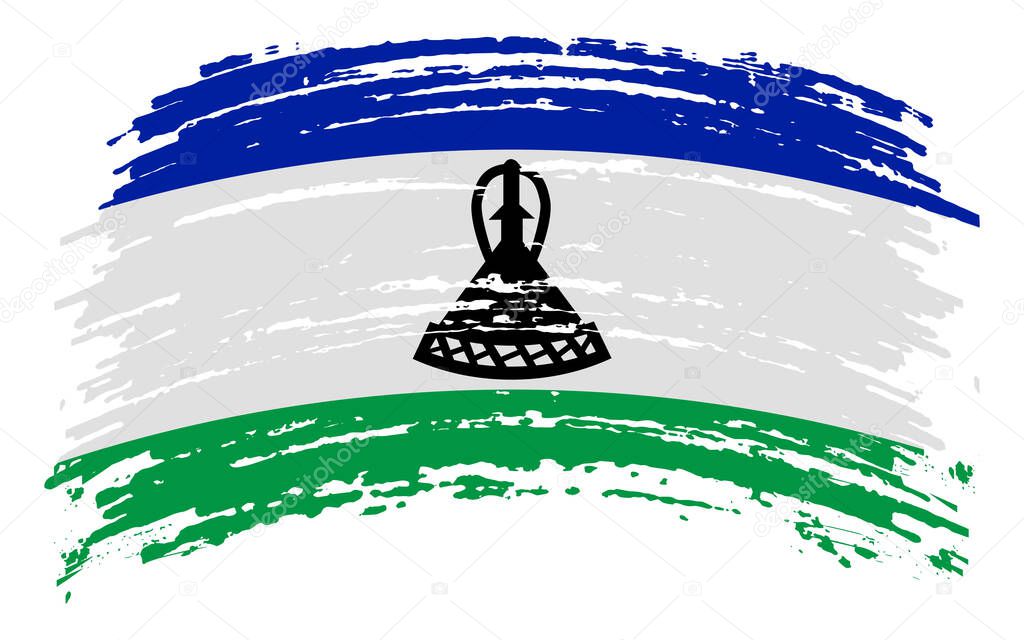 Lesotho flag in grunge brush stroke, vector image