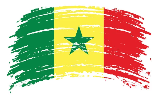 塞内加尔国旗在刷子笔划 矢量图像 — 图库矢量图片