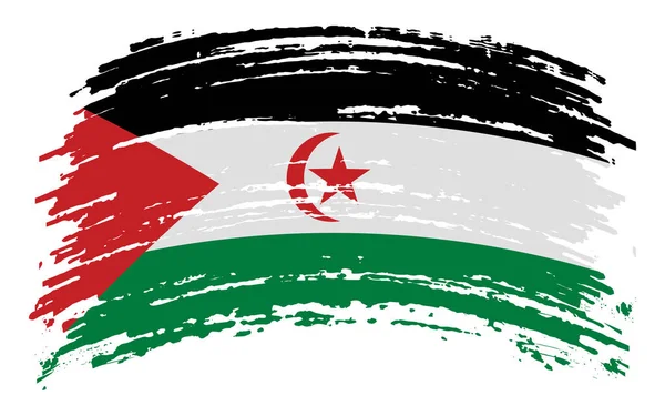 Batı Sahra Sahra Arap Demokratik Cumhuriyeti Bayrağı Grunge Fırça Darbesi — Stok Vektör