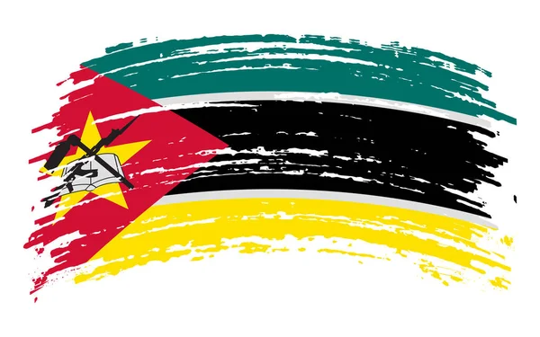 Mozambique Vlag Grunge Penseelstreek Vectorafbeelding — Stockvector