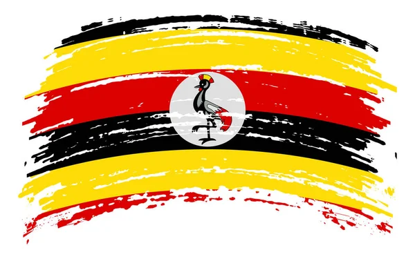 Uganda Flagge Grunge Pinselstrich Vektorbild — Stockvektor