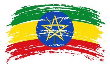 Grunge fırça darbesinde Etiyopya bayrağı, vektör resmi