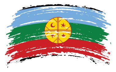 Mapuche flag in grunge brush stroke, vector image clipart