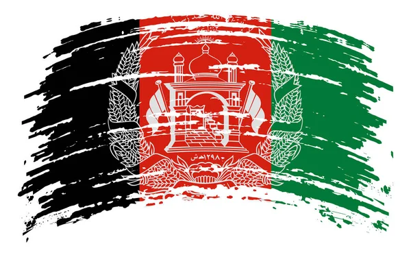 Флаг Афганистана Мазком Гранжевой Кисти Векторное Изображение — стоковый вектор