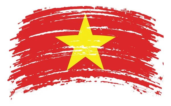 Vietnam Flagge Grunge Pinselstrich Vektorbild — Stockvektor