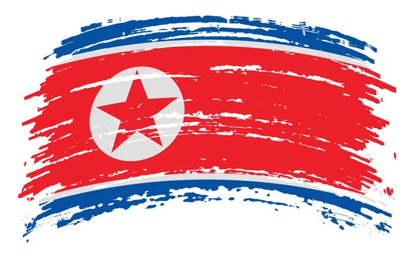 Noord Korea Vlag Grunge Penseel Slag Vector Afbeelding — Stockvector