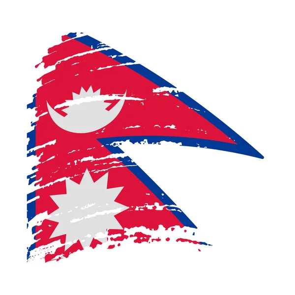 Nepal Vlag Grunge Penseelstreek Vector Afbeelding — Stockvector